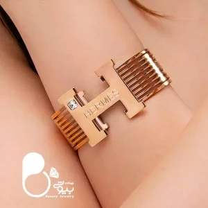 قیمت و خرید دستبند هرمس پاریس اصل💎استیل درجه یک با حکاکی برند | رزگلد و نقره‌ای