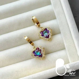 قیمت و خرید گوشواره قلب هفت رنگ آلمانی استیل رنگ ثابت کپی طلا
