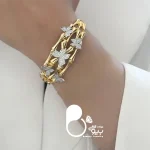 قیمت و خرید بنگل پروانه بامبویی نگین دار استیل رنگ ثابت کپی طلا