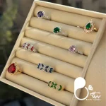 قیمت و خرید انگشتر جواهری رنگی بیوتی💎استیل روکش طلا با نگین میکرو