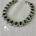 ست اتریشی نگین زمردی یونانی💎استیل روکش طلا، نگین جواهری، کار ترک گرید ۱