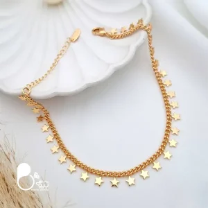 پابند شرشره ستاره زنانه💎پابند استیل آبکاری طلا وارداتی | درجه یک