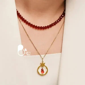 خرید گردنبند دوبل انار ویژه شب چله استیل رنگ ثابت با تخفیف از بیوتی