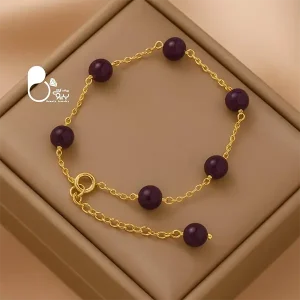دستبند شرشره سنگی آماتیست طبیعی💎دستبند خاص و شیک زنانه