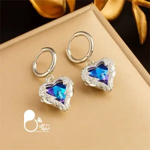 قیمت و خرید گوشواره قلب آلمانی سوارسکی اصل💎گوشواره قلب نگین‌دار وارداتی با درخشش خاص