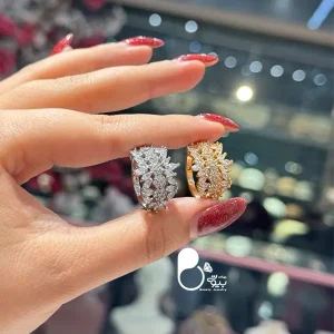 قیمت و خرید انگشتر باگت جواهری کپی طلا💎 انگشتر نگین باگت استیل وارداتی (خاص و شیک)