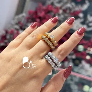 قیمت و خرید حلقه پشت حلقه جواهری ملکه💎انگشتر سولیتر شیک کپی طلا (وارداتی، خاص)