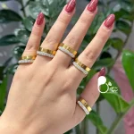 قیمت و خرید حلقه دوبل آینه ای نگینی خرید با تخفیف💎انگشتر جواهری شیک کپی طلا