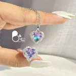 قیمت و خرید انگشتر و گردنبند قلب آلمانی سیلور طرح جواهر💎گوشواره قلب نگین‌دار وارداتی با درخشش خاص