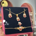 قیمت و خرید ست کامل کیتی دخترانه بچگانه💎ست زیورآلات Hello Kitty استیل روکش طلا (تخفیف ویژه)
