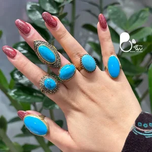قیمت و خرید انگشتر مارکزیت طرح فیروزه بحرینی حراجی کپی طلا با تخفیف به علت تک سایز💎براق و فوق‌العاده شبیه طلا