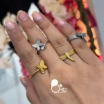 قیمت و خرید انگشتر پروانه فری سایز خرید انگشتر سنجاقک فری سایز استیل رنگ ثابت مثل طلا