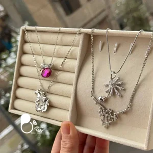 قیمت و خرید گردنبند نگینی کره‌ای حراجی | استیل خاص در دو طرح متفاوت