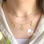 قیمت و خرید گردنبند برف زمستانی دو لاین استیل روکش طلا وارداتی کپی طلا رنگ ثابت، اسپرت و خاص