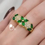 قیمت و خرید انگشتر فلاور اتریشی نگین جواهری💎انگشتر اسپرت استیل روکش طلا