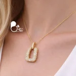 قیمت و خرید گردنبند استیل روکش طلا درنیکا💎نگین جواهری اتریشی💎گردنبند درنیکا ترک