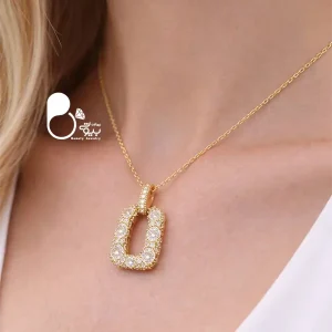 قیمت و خرید گردنبند استیل روکش طلا درنیکا💎نگین جواهری اتریشی💎گردنبند درنیکا ترک
