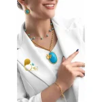 قیمت و خرید گردنبند دوبل فیروزه استیل کپی طلا