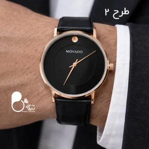 ست ساعت مردانه موادو کلین حراجی Movado اسپرت💎بند چرمی، کیفیت عالی + دستبند اشانتیون (حراج روز مرد)