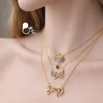 قیمت و خرید گردنبند نگین اتریشی رنگی حراجی💎استیل خاص در سه طرح متفاوت