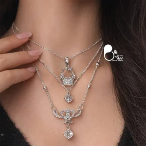 قیمت و خرید گردنبند نگین اتریشی رنگی حراجی💎استیل خاص در سه طرح متفاوت