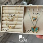گردنبند پروانه میناکاری حراجی