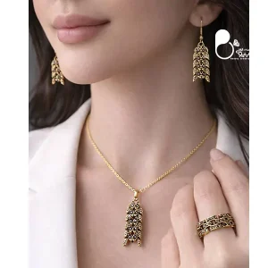 قیمت و خرید ست نگین مارکزیت کلاسیک وارداتی💎طرح گندم با نگین مشکی | شیک، خاص و تخفیف‌دار