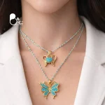 گردنبند پروانه میناکاری حراجی