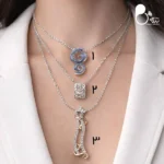 گردنبند نگین اتریشی رنگی حراجی با تخفیف💎استیل خاص در سه طرح متفاوت