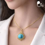 قیمت و خرید گردنبند فیروزه بحرینی💎وارداتی با روکش طلا | شیک، خاص و تخفیف‌دار