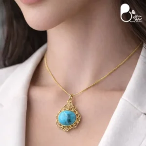 قیمت و خرید گردنبند فیروزه بحرینی💎وارداتی با روکش طلا | شیک، خاص و تخفیف‌دار