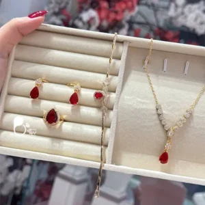 قیمت و خرید سرویس جواهری اتریشی یاقوتی کپی طلا💎ست جواهری استیل روکش طلا با نگین میکرو