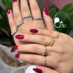 انگشتر فلاور نگین اتمی وارداتی💎طرح گل ساده و اسپرت | رنگ طلایی و نقره‌ای