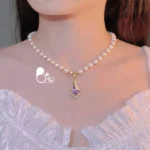 قیمت و خرید گردنبند ابرا سوارسکی مرواریدی ترک💎نگین سوارسکی | وارداتی و فوقالعاده شیک