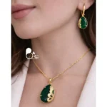 ست زمردی عمانی💎وارداتی با روکش طلا | شیک، خاص و تخفیف‌دار