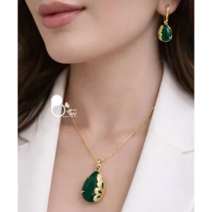 ست زمردی عمانی💎وارداتی با روکش طلا | شیک، خاص و تخفیف‌دار