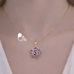 قیمت و خرید گردنبند فلاور آماتیست ترک💎نگین اصل| وارداتی و فوق‌العاده شیک