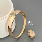 قیمت و خرید ست دستبند و انگشتر کارتیر X آینه‌ای نگین میکرو💎طرح طلا | آبکاری طلا فری‌سایز