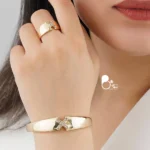 قیمت و خرید ست دستبند و انگشتر کارتیر X آینه‌ای نگین میکرو💎طرح طلا | آبکاری طلا فری‌سایز