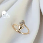 انگشتر قلب آتشین ژوپینگ 💎طرح طلا | آبکاری طلا | فری‌سایز