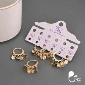 گوشواره شرشره حلقه‌ ای گل💎گوشواره برند YSX با قفل ژوپینگ | شیک و ترند