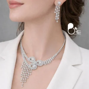 نیم ست آب نقره نگین دار زنانه💎نیم ست شیک و مجلسی با تخفیف ویژه