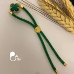 دستبند ون کلیف کریستالی زنانه💎 سبز، صورتی، قرمز | قفل کرواتی فری‌سایز