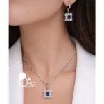 نیم ست آب نقره نگین میکرو زنانه💎نیم ست شیک و مجلسی با تخفیف ویژه نیمست نقره نگین آبی