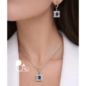 نیم ست آب نقره نگین میکرو زنانه💎نیم ست شیک و مجلسی با تخفیف ویژه نیمست نقره نگین آبی
