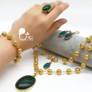 ست کامل طرح زمرد💎کپی طلا با زنجیر خاص | شیک، خاص