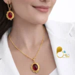 نیم ست طرح عقیق نگین اتریشی با تخفیف💎وارداتی با روکش طلا