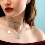 گردنبند آب نقره دوبل با تخفیف💎گردنبند کپی طلا با نگین میکرو