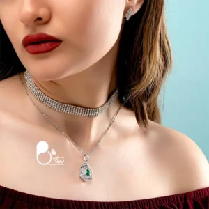 گردنبند آب نقره دوبل با تخفیف💎گردنبند کپی طلا با نگین میکرو