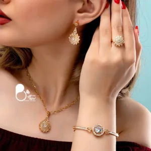 ست طرح طلا نگین میکرو💎کپی طلا | شیک، خاص ست بدل طرح جواهر